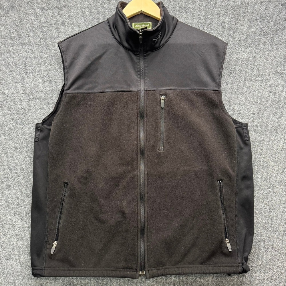 Eddie Bauer Fleece Vest Men's Size L Black Windcutter Full Zip Outdoor Layering